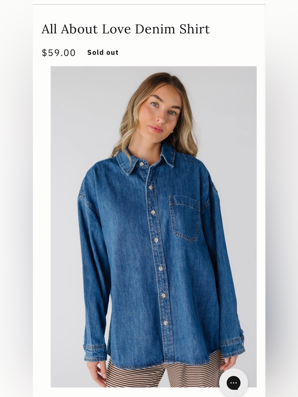 Nwot Called To Surf Classic Denim Button-Up Shirt - Blue